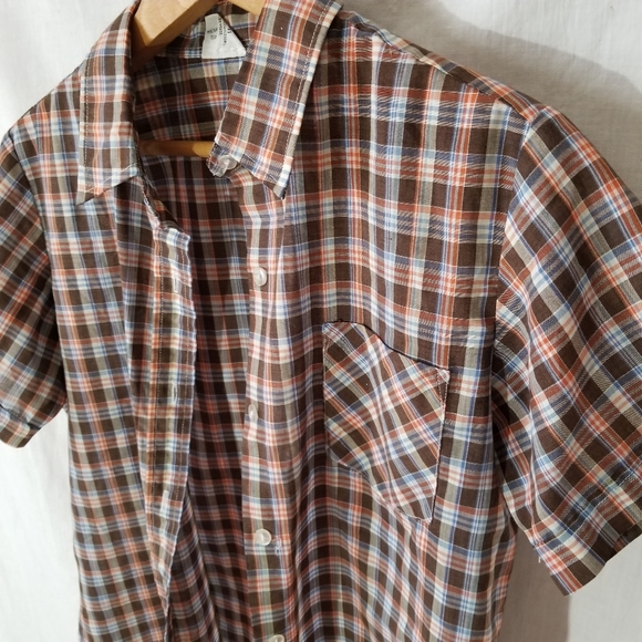 Thin & airy button up boys plaid shirt size 11 - Picture 1 of 3